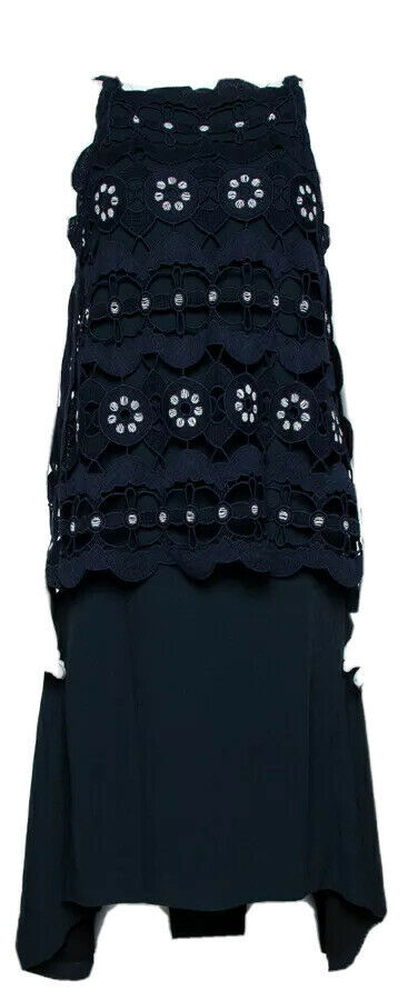 CHLOÉ Guipure Lace Navy Overlay DRESS SIZE FR 38 UK 10 US 6 ladies