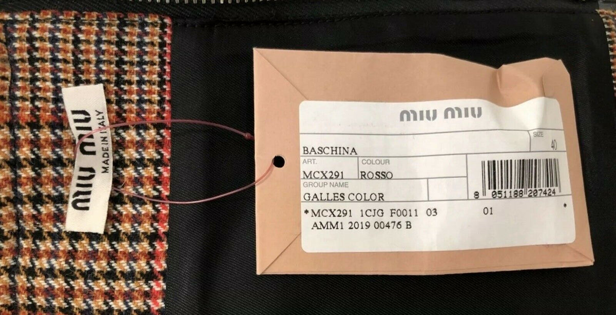MIU MIU 2020 Velvet and leather-trimmed Princ Checked wool corset belt Ladies