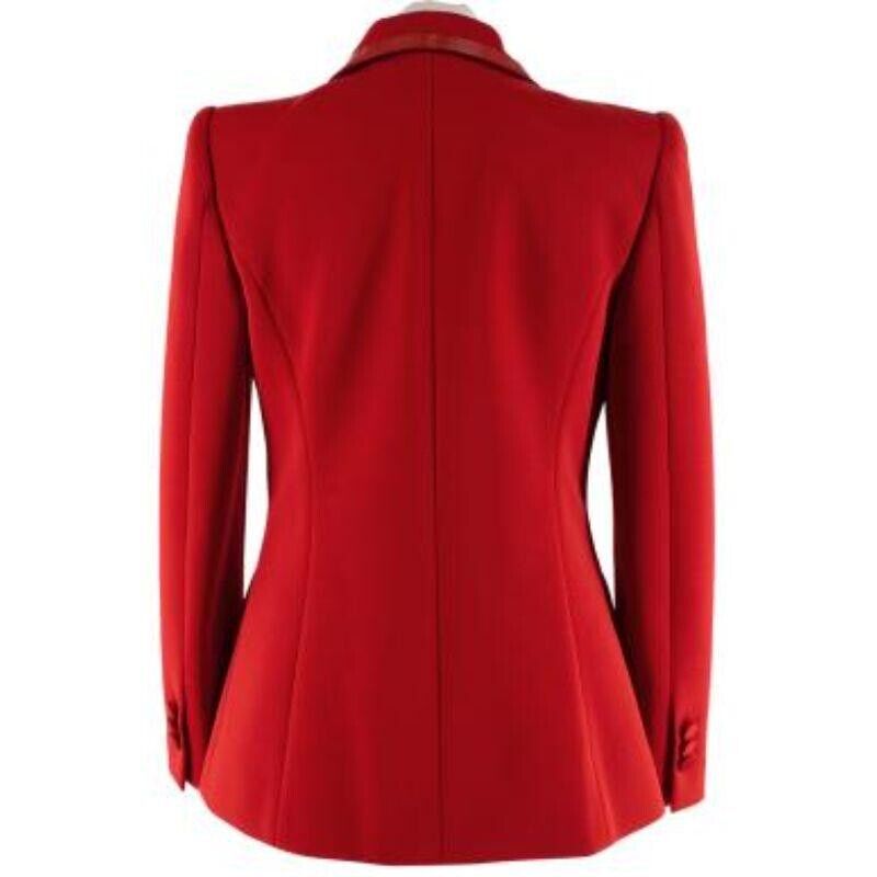 FENDI Red wool patent leather-trimmed jacket blazer Size I 40 S