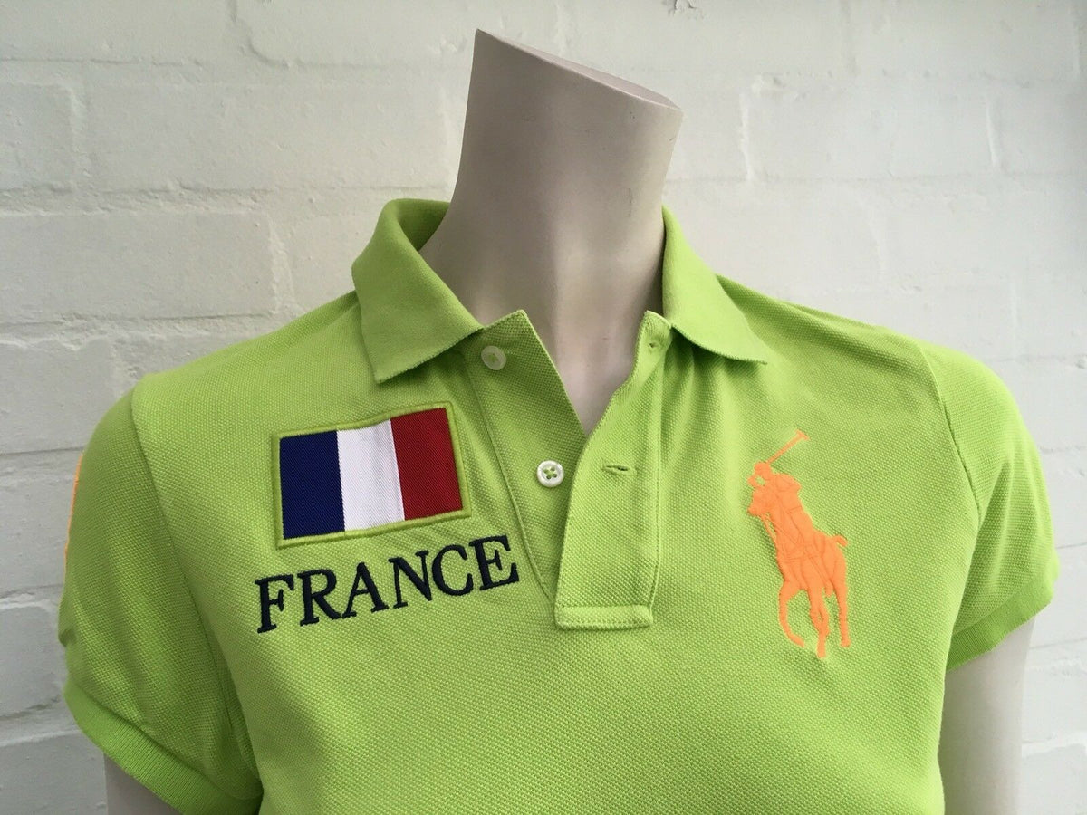 Ralph Lauren Green Flag Polo Marathon French Flag T shirt Women Size XS ladies
