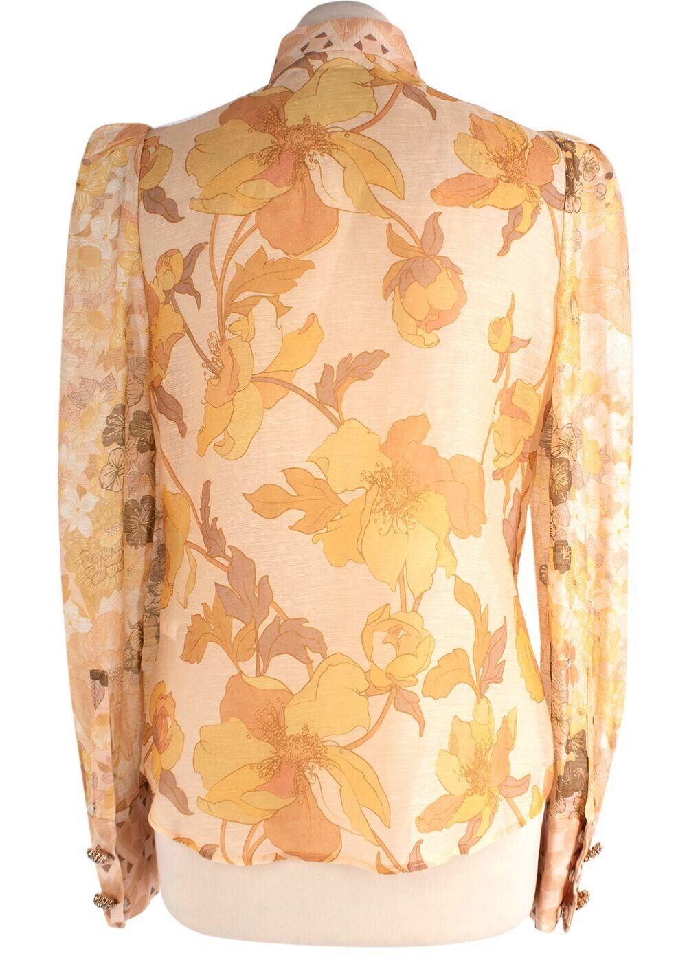 ZIMMERMANN Metallic Tempo Embellished Floral-print Blouse Size 0 XS ladies