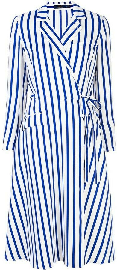 RALPH LAUREN striped wrap midi Dress Size US 10 UK 14 ladies