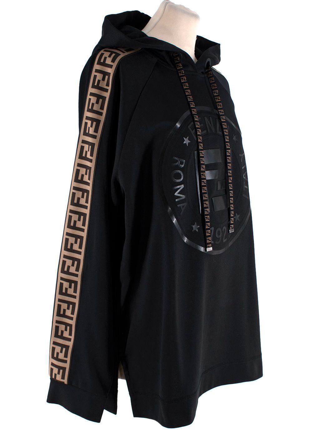 FENDI Ff Black cotton logo tape hoodie & joggers Set Tracksuit Size S small ladies