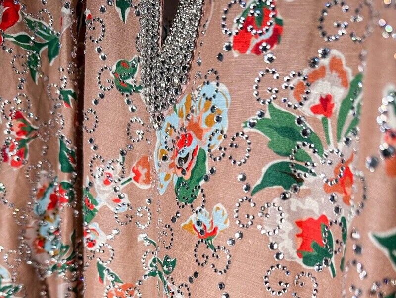 Gucci 2023 Pink Crystal GG Nojum Kaftan Dress Gown Size I 40 UK 8 US 4 S small ladies