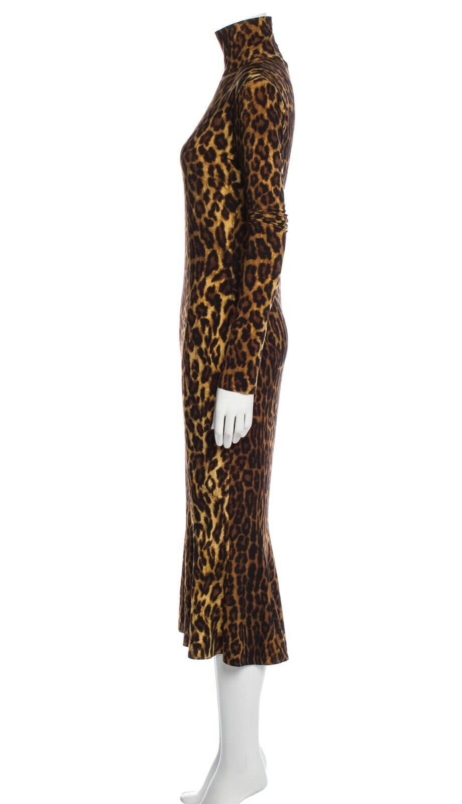NORMA KAMALI Long Sleeve Turtleneck Leopard Print Dress Size S Small ladies