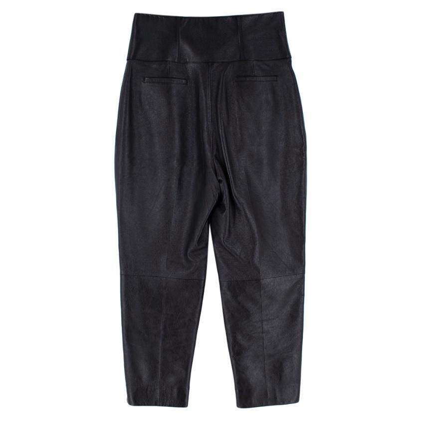 SAINT LAURENT Leather Black Lambskin Corset-waist Trousers Pants F 40 ladies