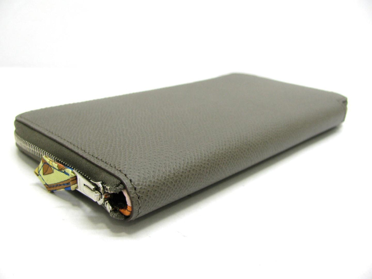 Hermès Hermes Azap Silk In Zip Around Long Wallet Purse Epsom Leather Etoupe Ladies