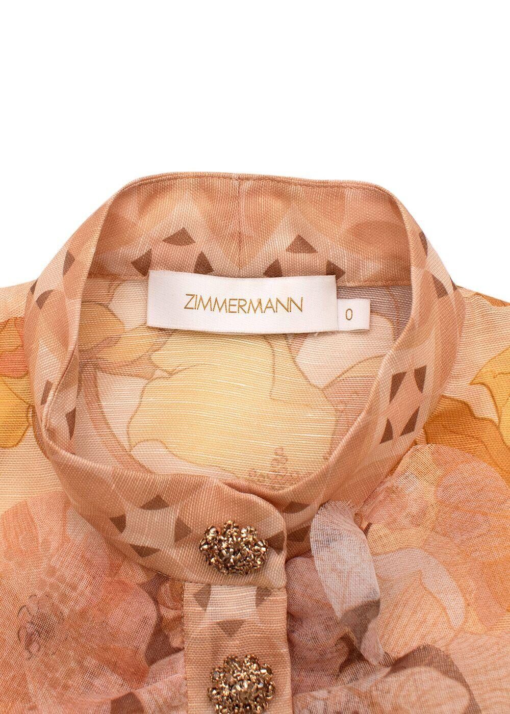 ZIMMERMANN Metallic Tempo Embellished Floral-print Blouse Size 0 XS ladies