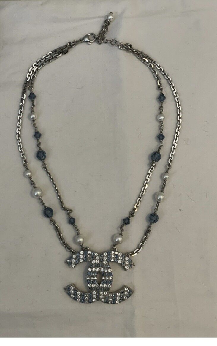 CHANEL 2019 19C CC Multi Strand Chain Pearls Choker Necklace Chain ladies