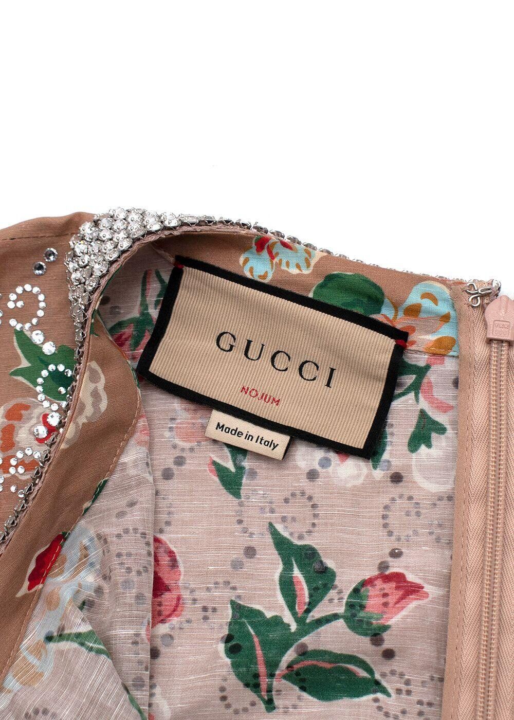 Gucci 2023 Pink Crystal GG Nojum Kaftan Dress Gown Size I 40 UK 8 US 4 S small ladies