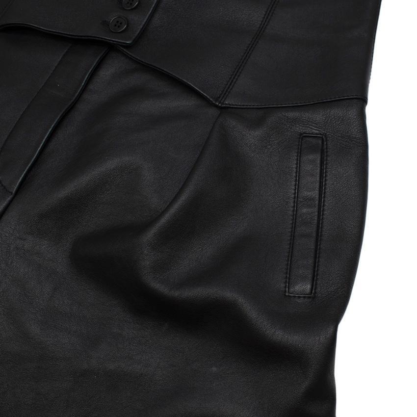 SAINT LAURENT Leather Black Lambskin Corset-waist Trousers Pants F 40 ladies