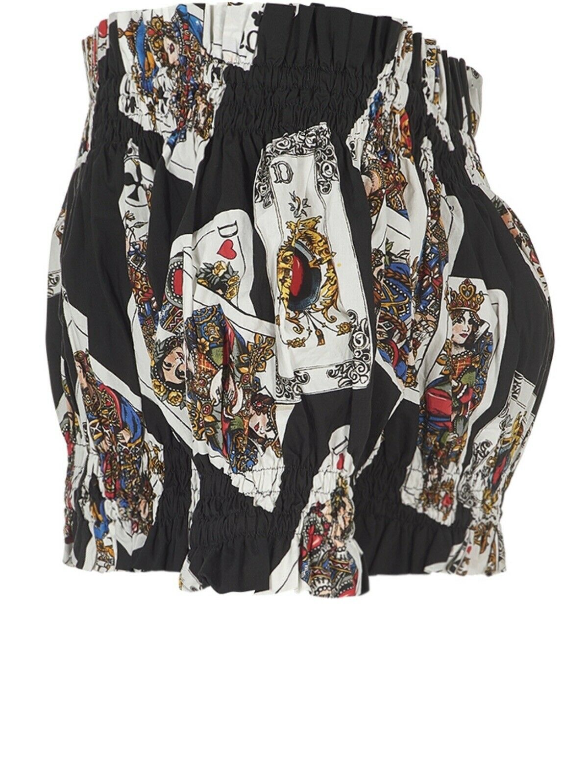 Dolce & Gabbana Black Playing Cards Off The Shoulder Crop Top I 42 UK 10 US 6 ladies