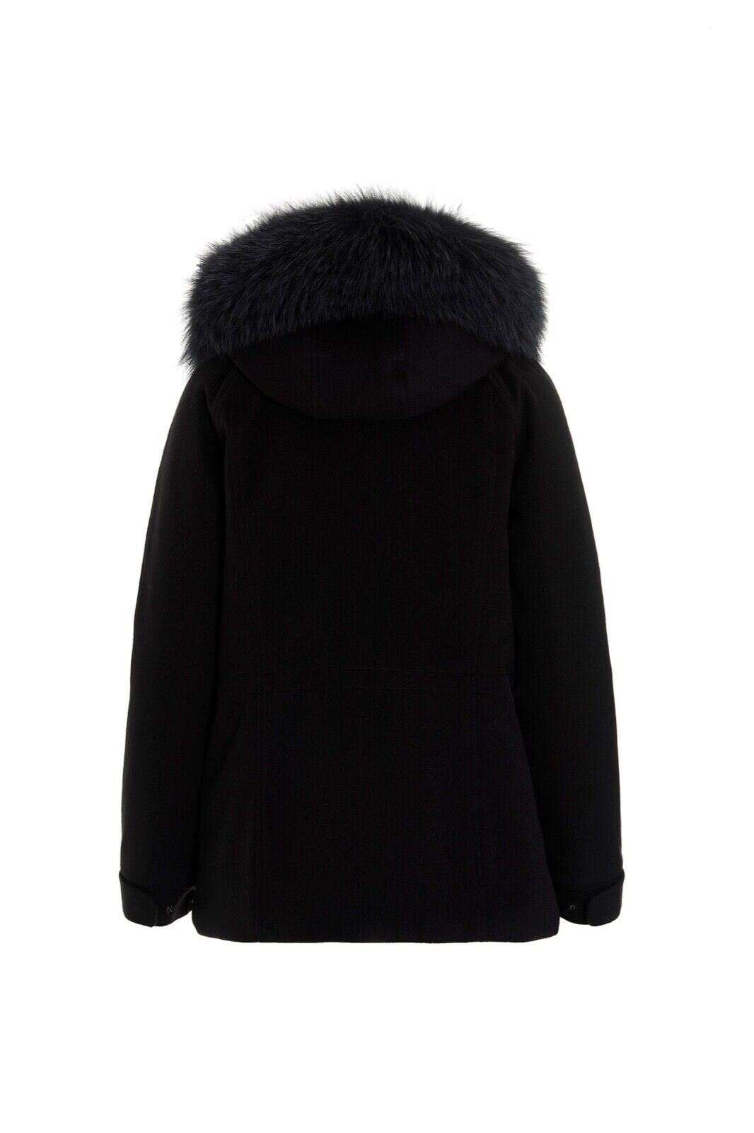 LORO PIANA CASHMERE ICERY FOX HOODIE VICUNA COAT BLACK SIZE I 42 UK 10 US 6 ladies