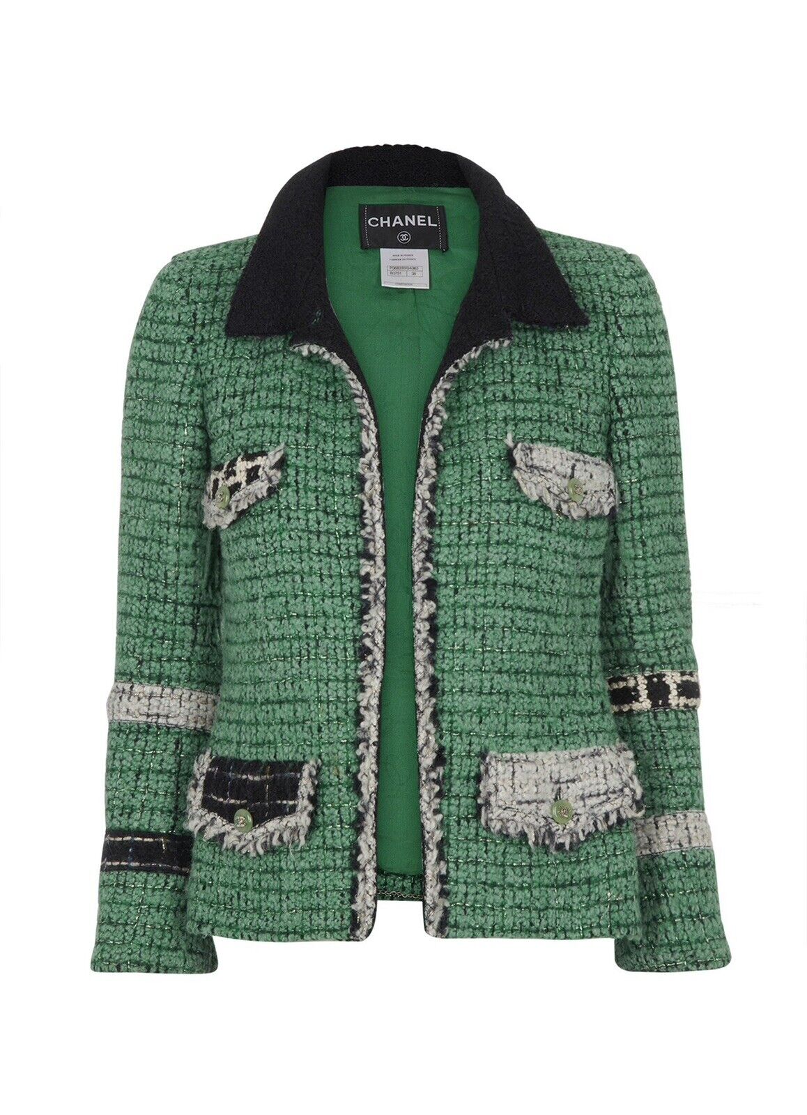 Chanel Most Wanted Tweed Green BlackEcru Gold and multicolor jacket F 38 Collector's Piece Ladies