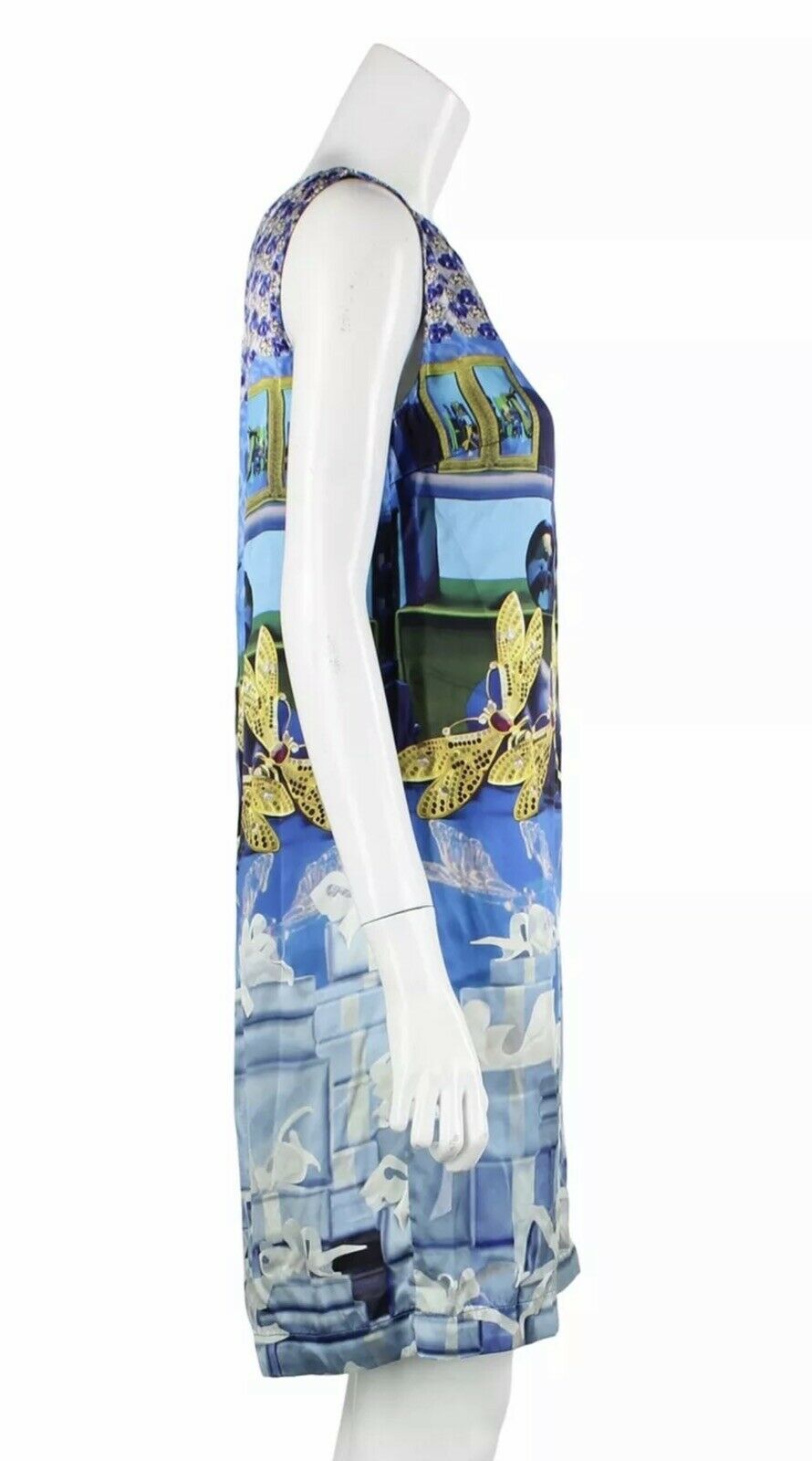 MARY KATRANTZOU Jewel and Dragonfly Printed Silk Tank Dress UK 10 US 6 ladies