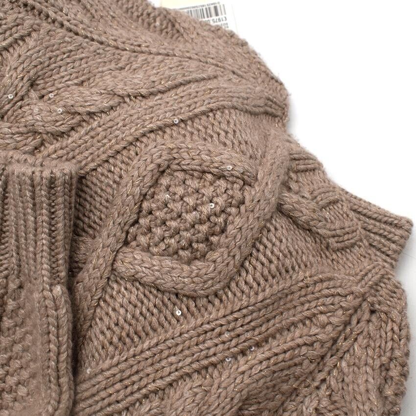 Brunello Cucinelli Cable Knit Cashmere Embellished Cardigan Jacket M Medium ladies