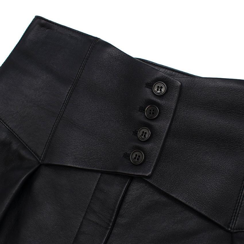 SAINT LAURENT Leather Black Lambskin Corset-waist Trousers Pants F 40 ladies