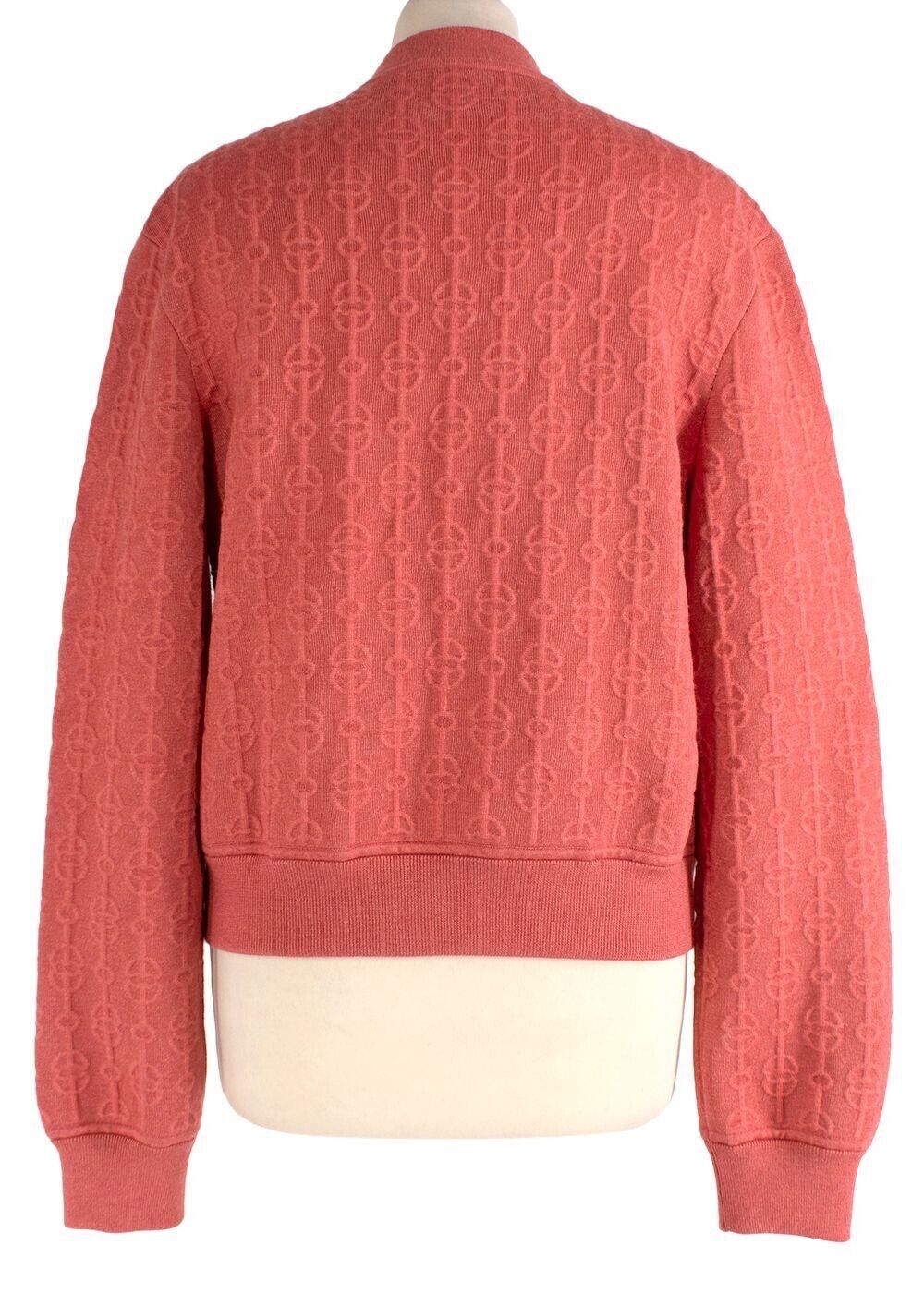 HERMES HERMÈS Rose Boise Torsades Cliquetis Unies Zip Cashmere Silk Jacket F 44 ladies