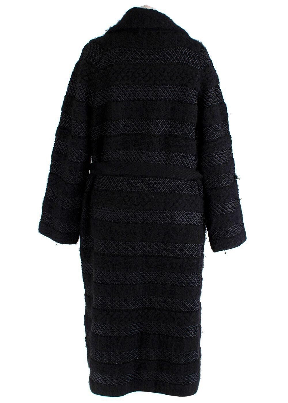 CHANEL 2020 black knitted alpaca wool long coat jacket F 36 UK 8 US 4 S small ladies