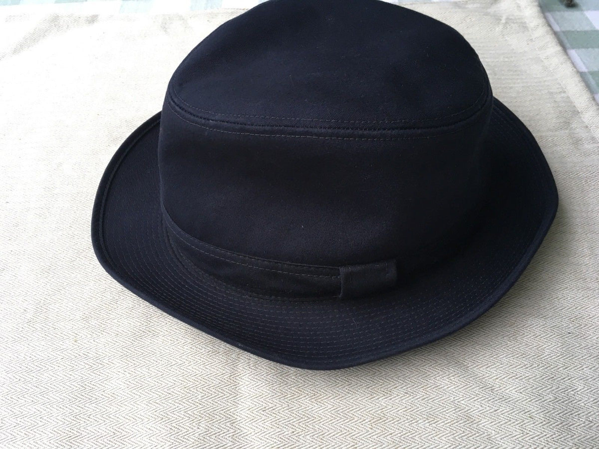 Hermès Hermes Paris Navy Blue Cotton H Embroidered Funky Fedora Hat Size 58 Men