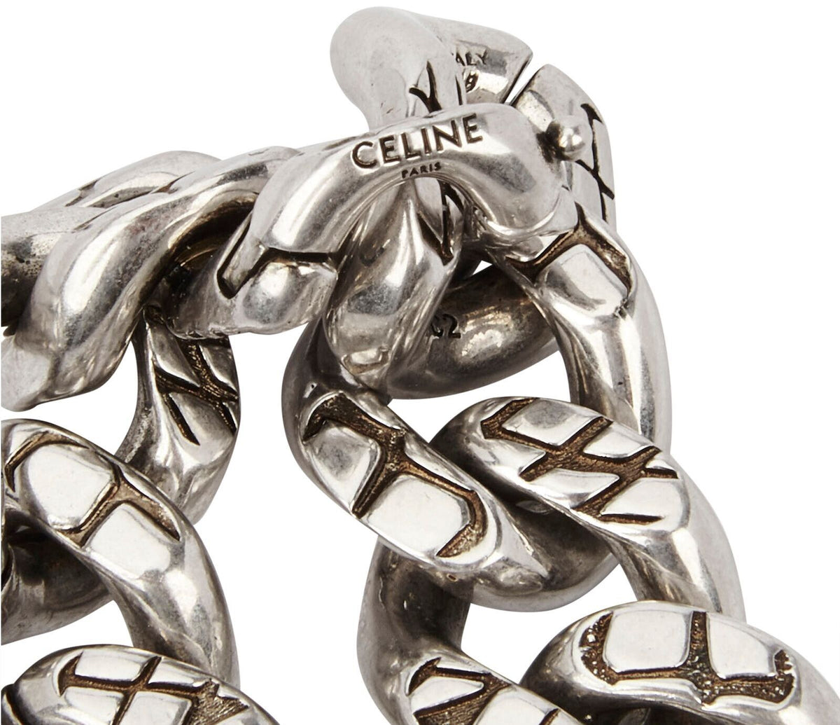 ICONIC CÉLINE Celine Phoebe Philo Heavy Chunky Chain Bracelet in Silver ladies