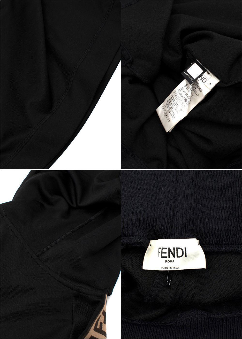 FENDI Ff Black cotton logo tape hoodie & joggers Set Tracksuit Size S small ladies