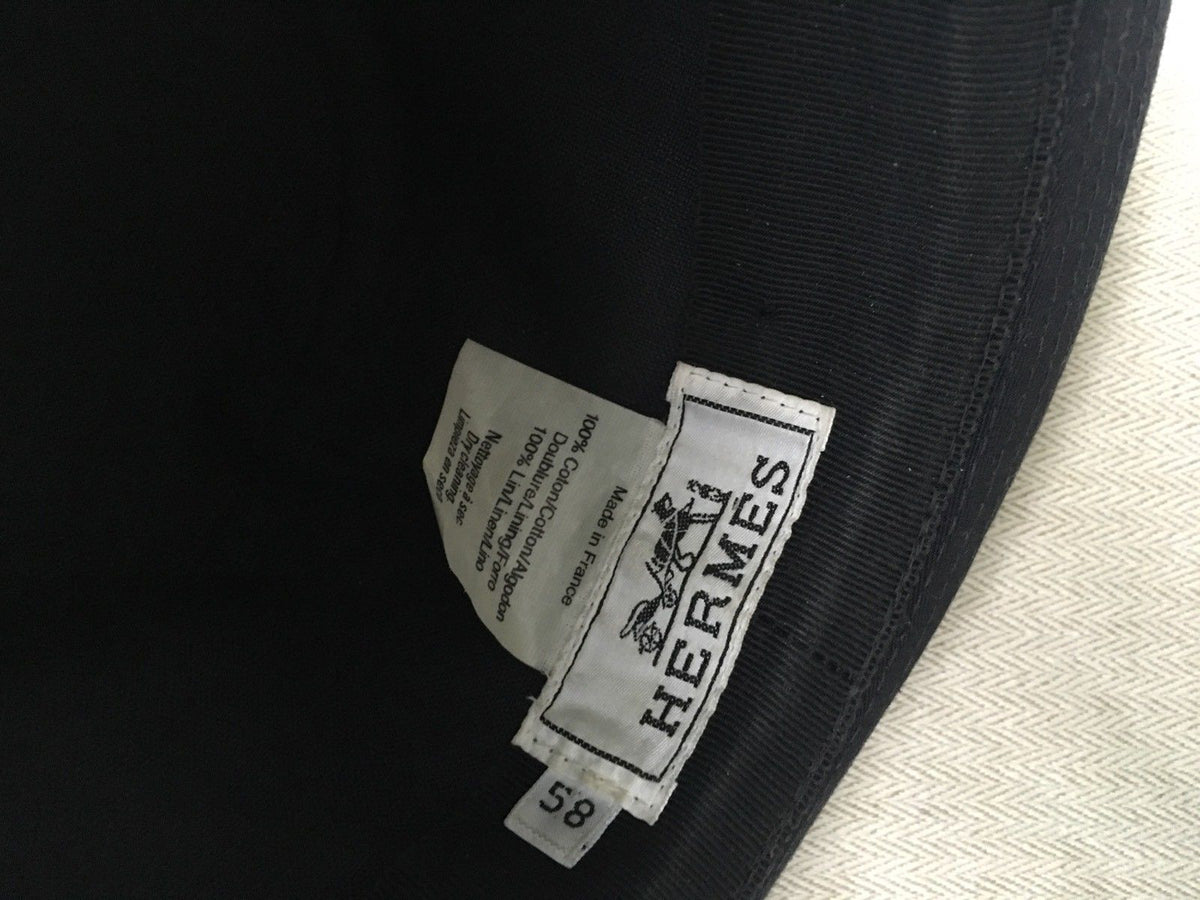 Hermès Hermes Paris Navy Blue Cotton H Embroidered Funky Fedora Hat Size 58 Men