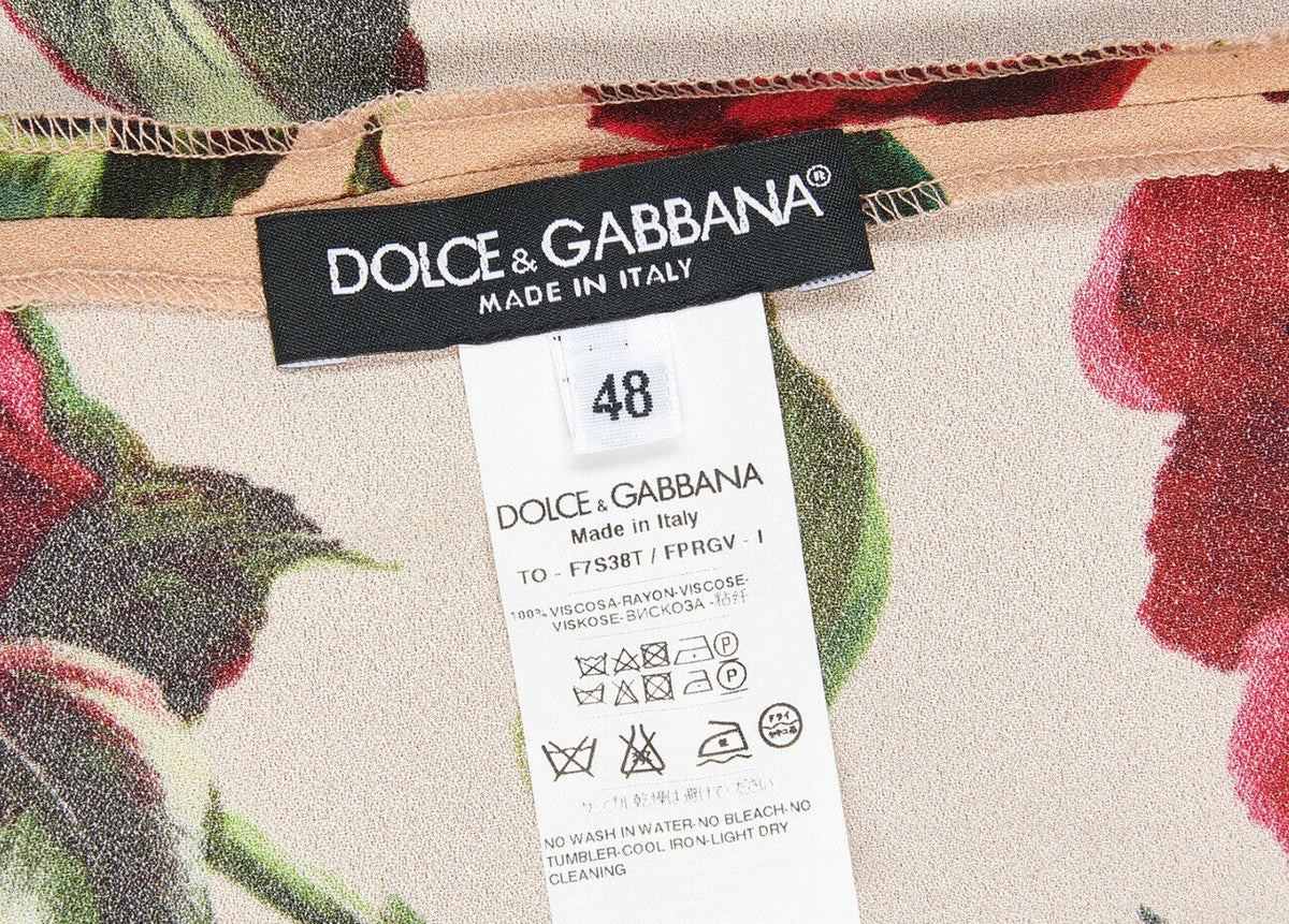 Dolce & Gabbana Red Roses Floral Tank Top Blouse Size I 48 UK 16 US 12 ladies