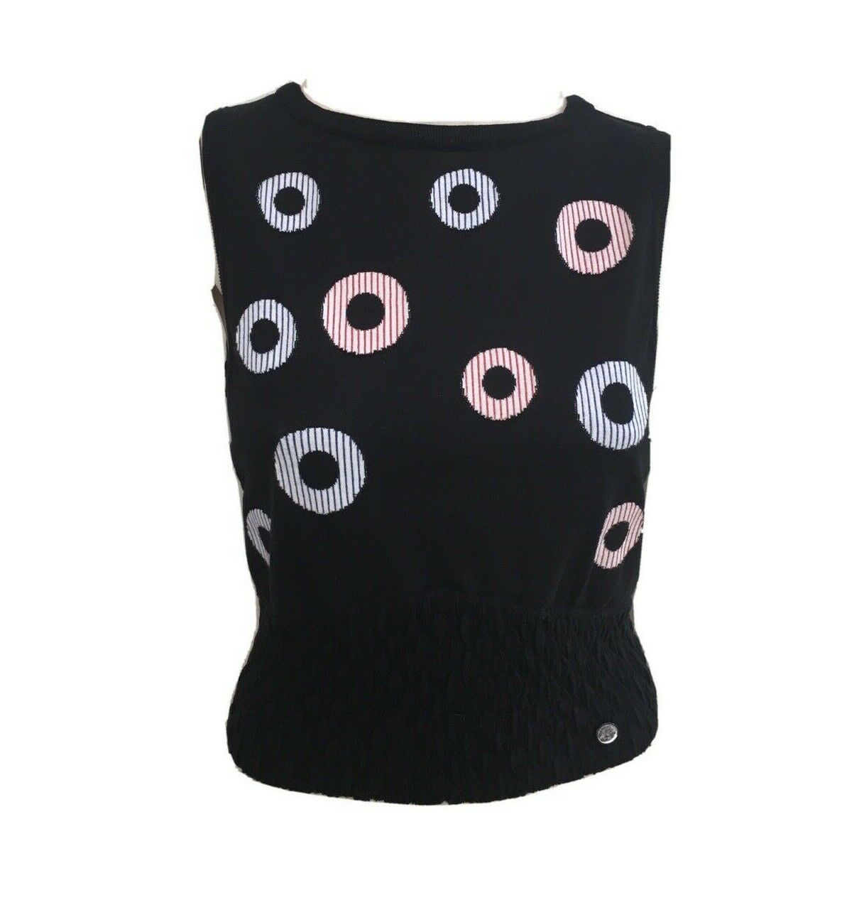 CHANEL 2019 La Pausa Knit Intarsia Cropped Top F 34 Ladies