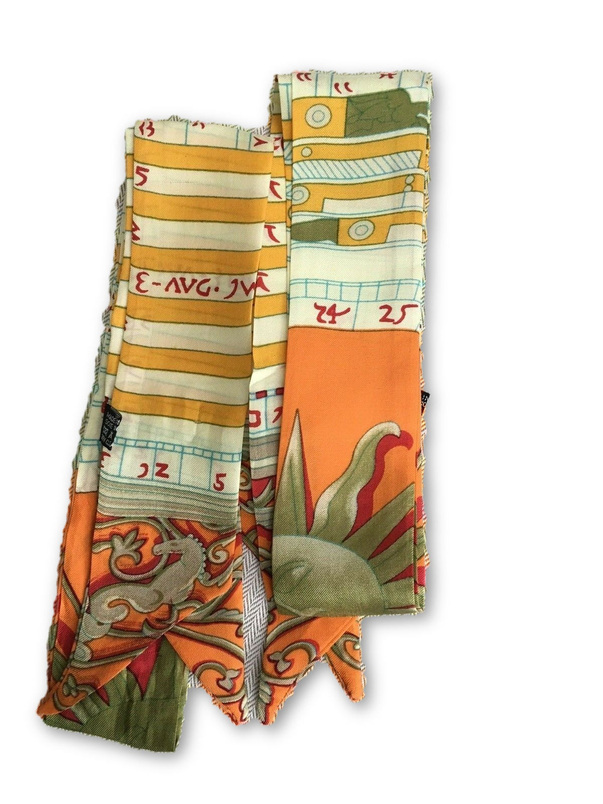 Multicolor Silk Twilly Scarf Amazing Quality Pair of 2 Ladies