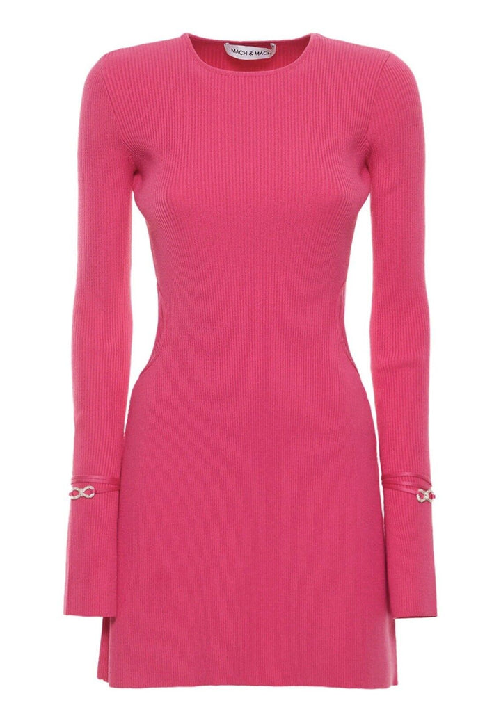 Mach & Mach Stretch viscose ribbed knit cut out mini dress Size M medium ladies