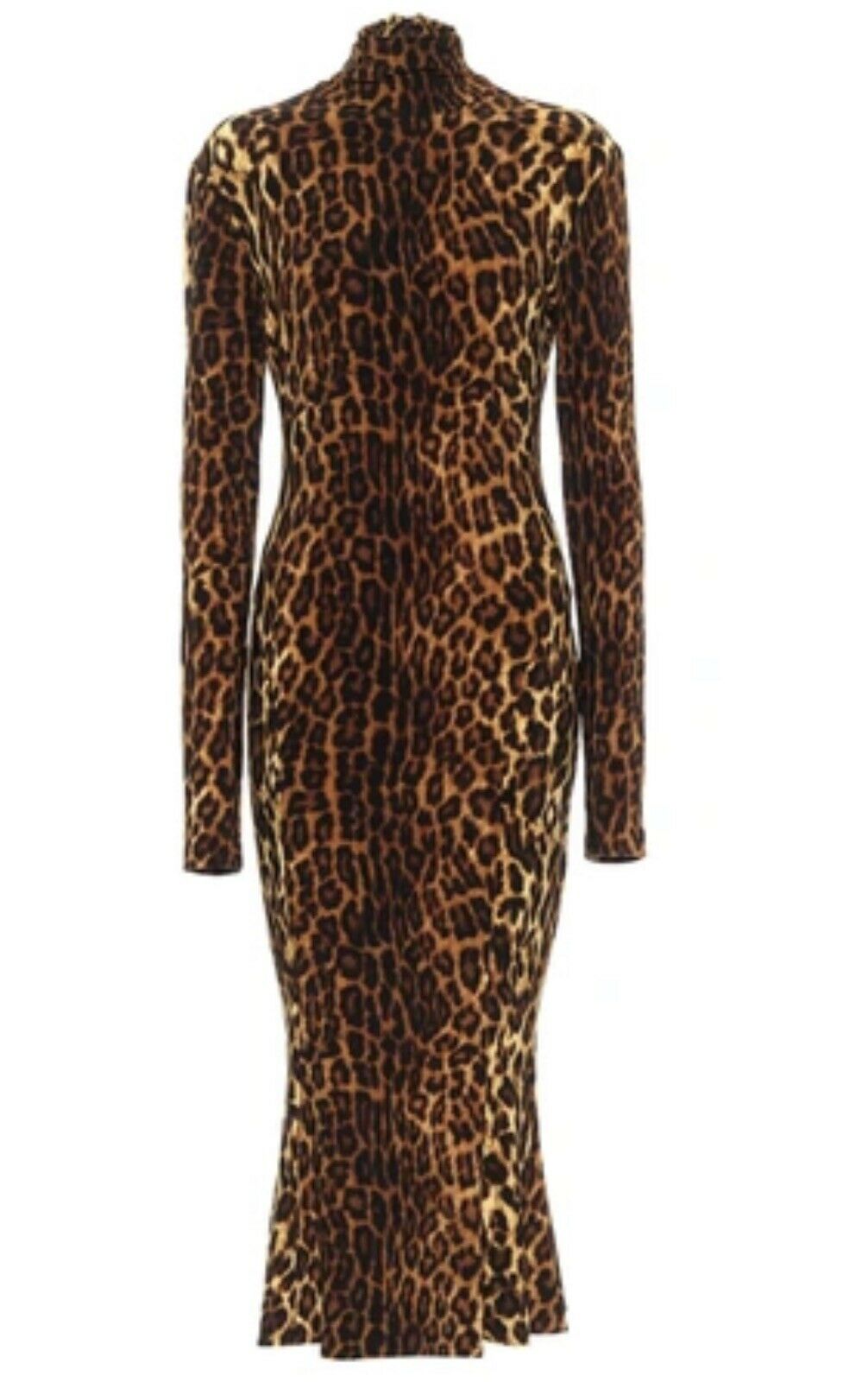 NORMA KAMALI Long Sleeve Turtleneck Leopard Print Dress Size S Small ladies