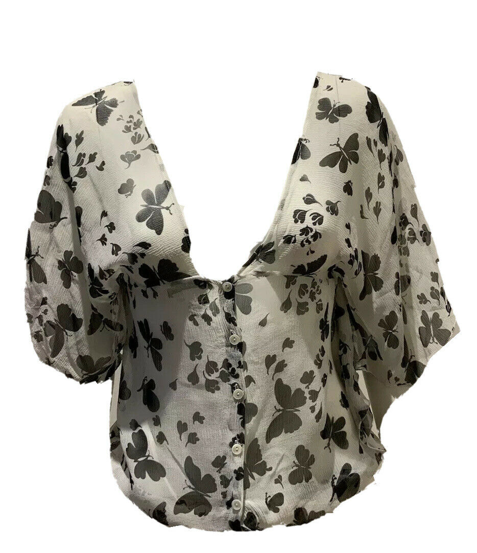 Paul & Joe Silk Black Butterfly Printed Blouse Top Size 1 UK 8 US 4 S small ladies