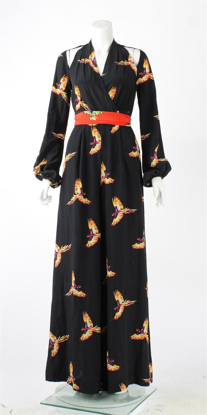 Diane von Furstenberg Cutout Parrots belted printed silk jumpsuit Size US 2 Ladies