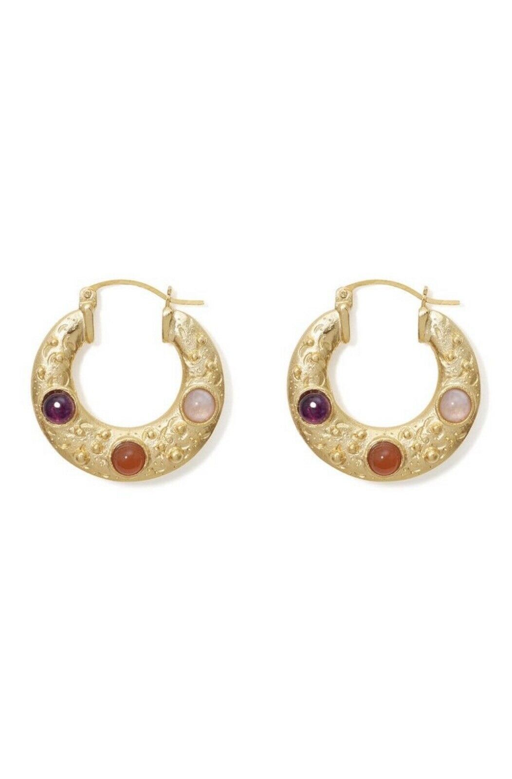 THE MET New York Cypriot Cabochon Hoop 18K Gold Plated Earrings Ladies