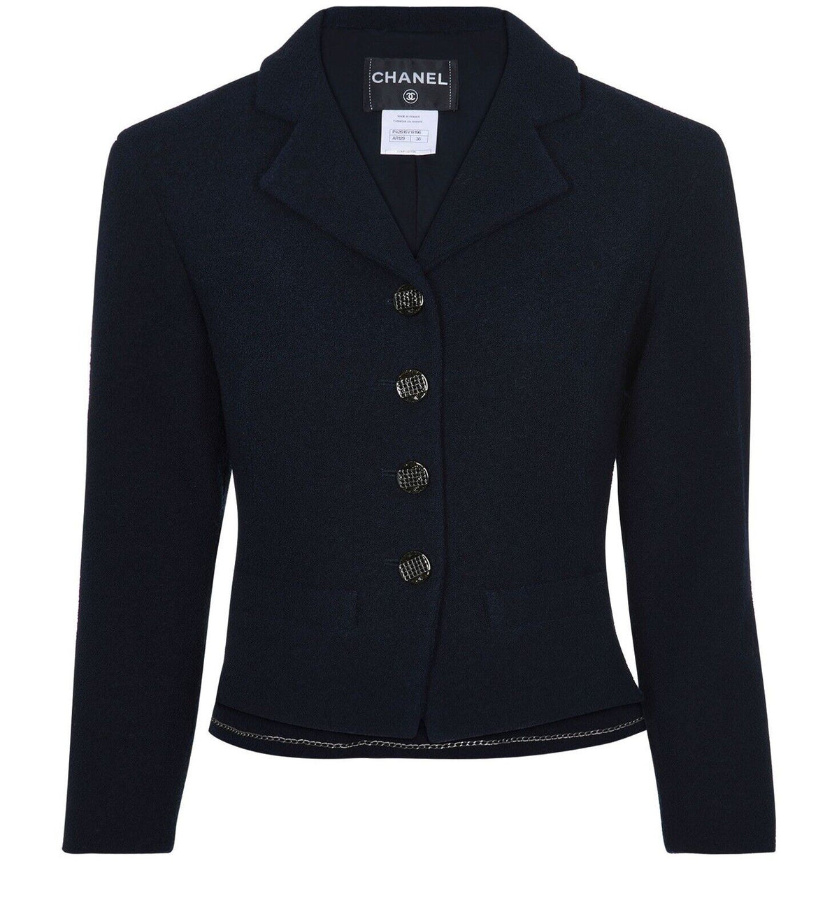 Amazing Rare Chanel Navy Tweed Blazer Jacket F 34 UK 6 US 2 XS ladies