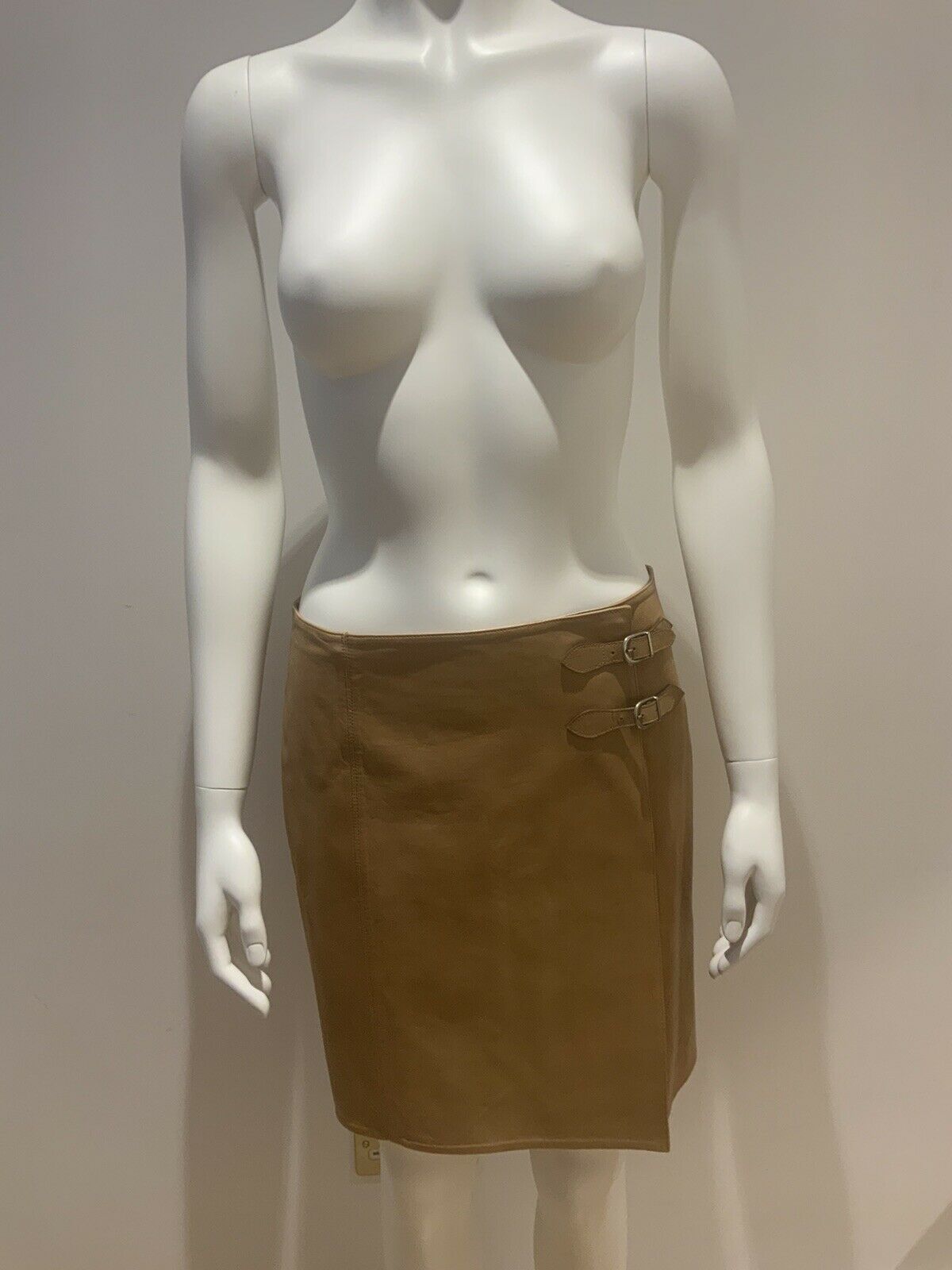 Ralph Lauren Lambs leather beige wrap skirt US 4 UK 8 S Small ladies