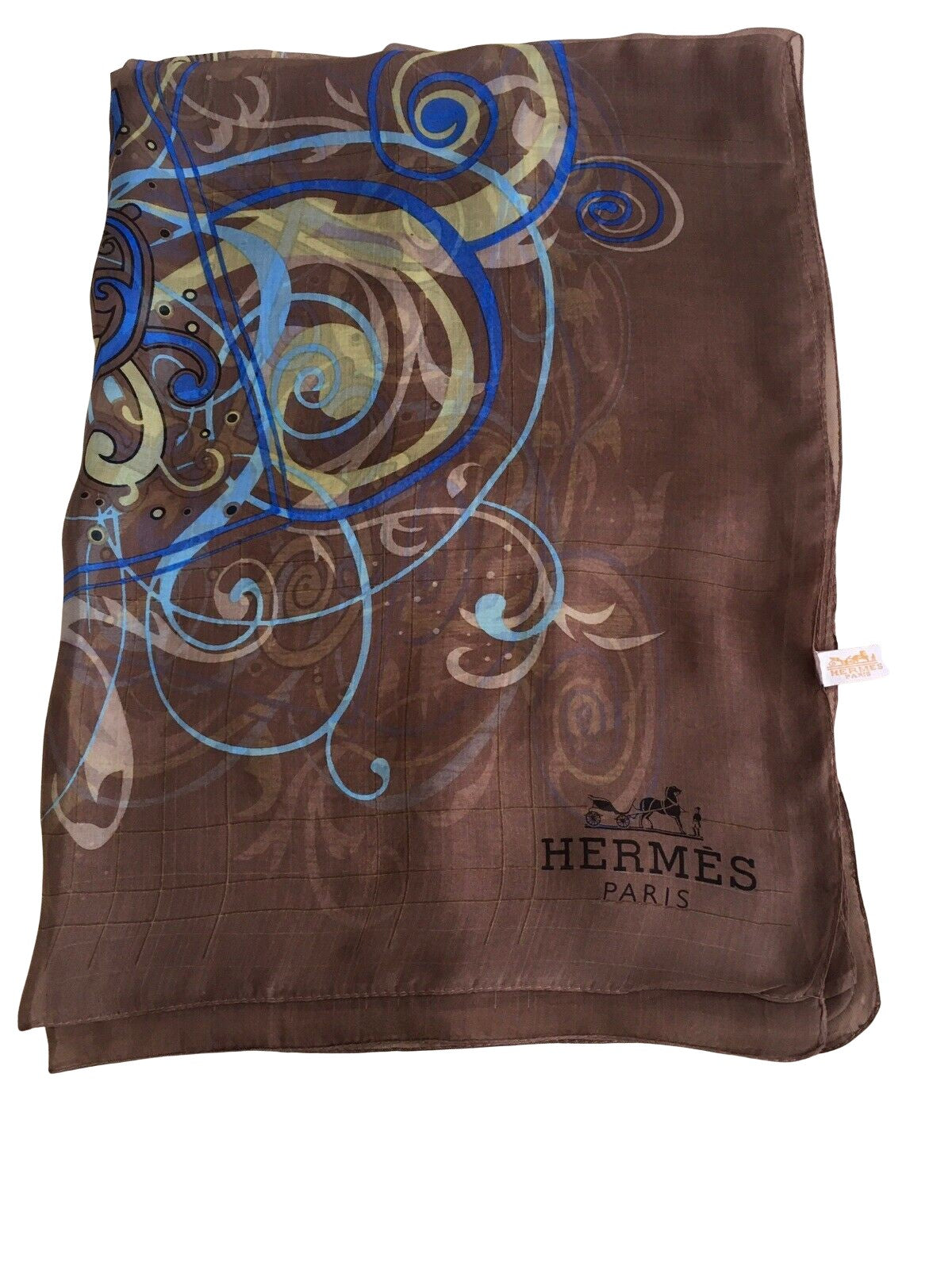 Hermès HERMES H Comme Histoires Vintage Mousseline Chiffon Shawl Scarf Ladies