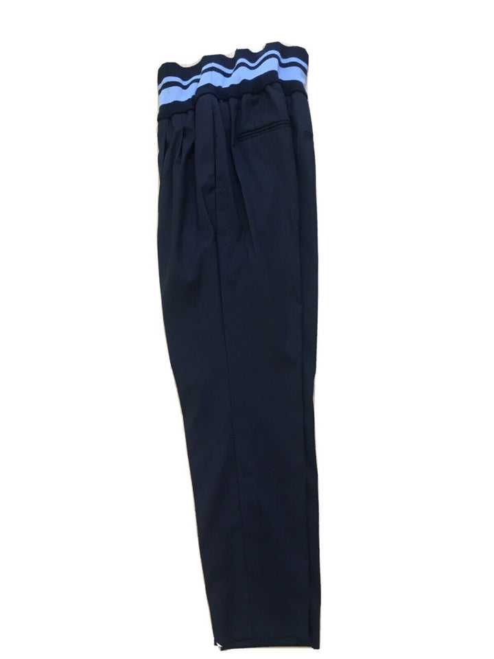 Ç x Façonnable Mira Mikati Capsule Collection Wool Navy Pants Trousers US 8 ladies