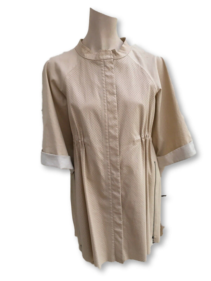 JIL SANDER NAVY Oversized beige Trench Coat SIZE 32 US 0 UK 4 XXS Ladies