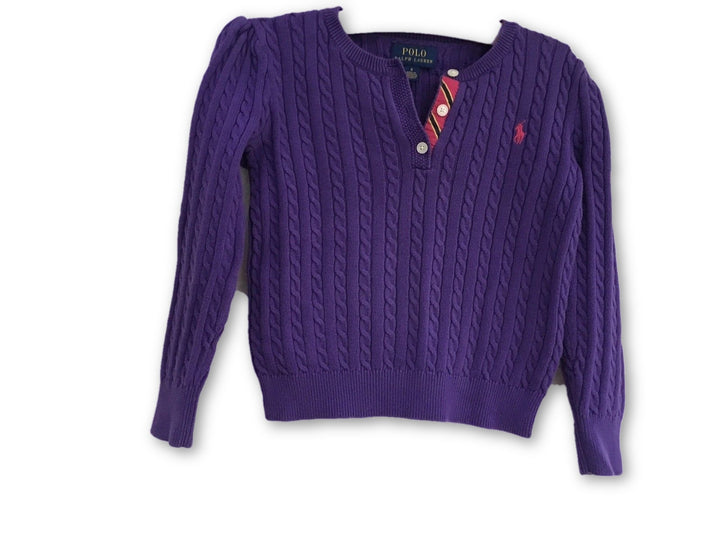 Ralph Lauren Polo purple cable knit sweater jumper 5 years old Children