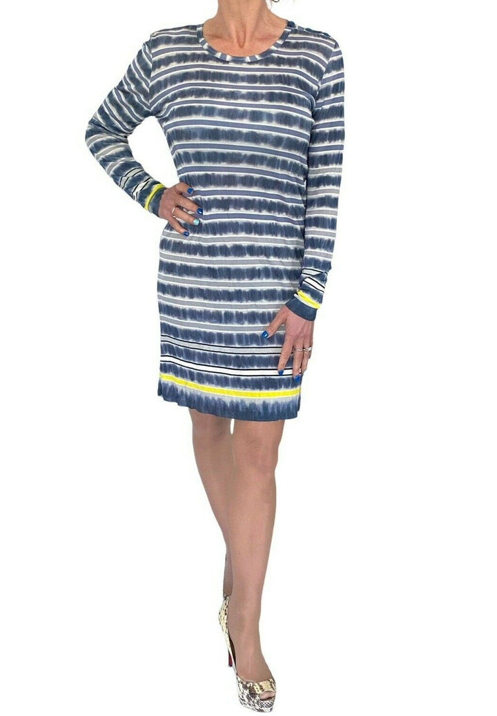 PRINGLE of Scotland TIE DYE STRIPE VISCOSE LONG SLEEVE KNIT DRESS SIZE S SMALL ladies