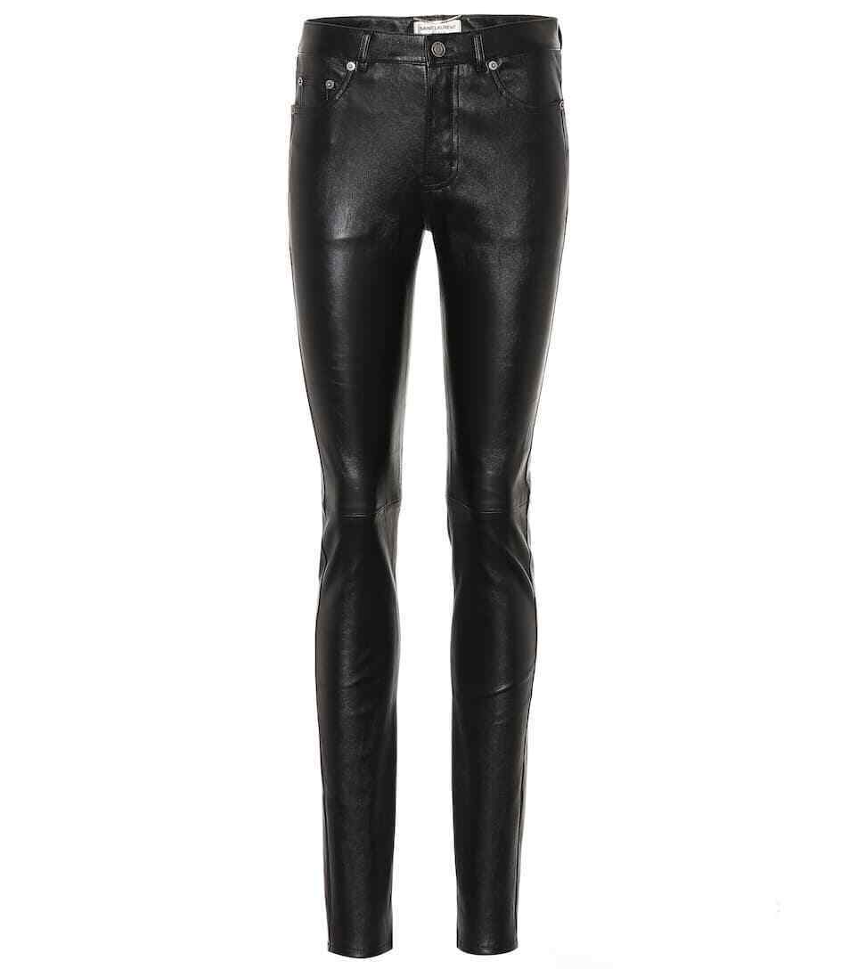 Saint Laurent SOLD OUT Black Leather skinny pants trousers F 38 UK 10 US 6 Ladies