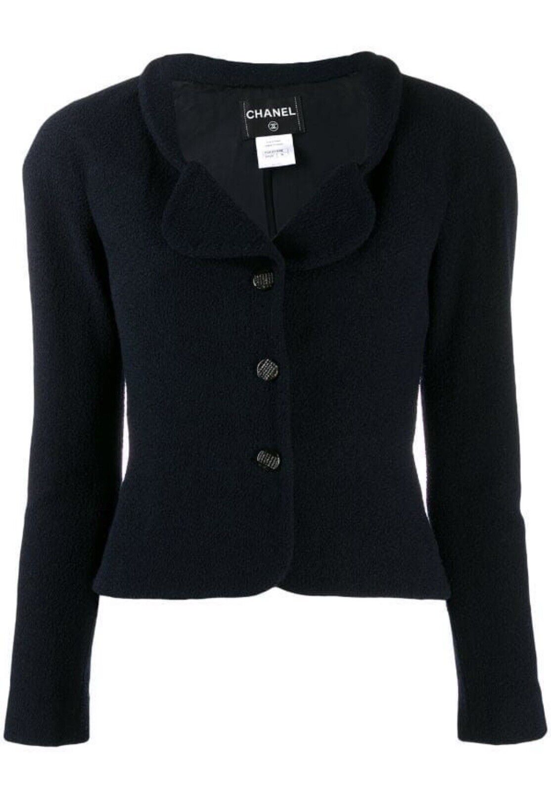 Amazing Rare Chanel Black La Petit Vest Noir Tweed Blazer Jacket F 36 UK 8 US 4 ladies