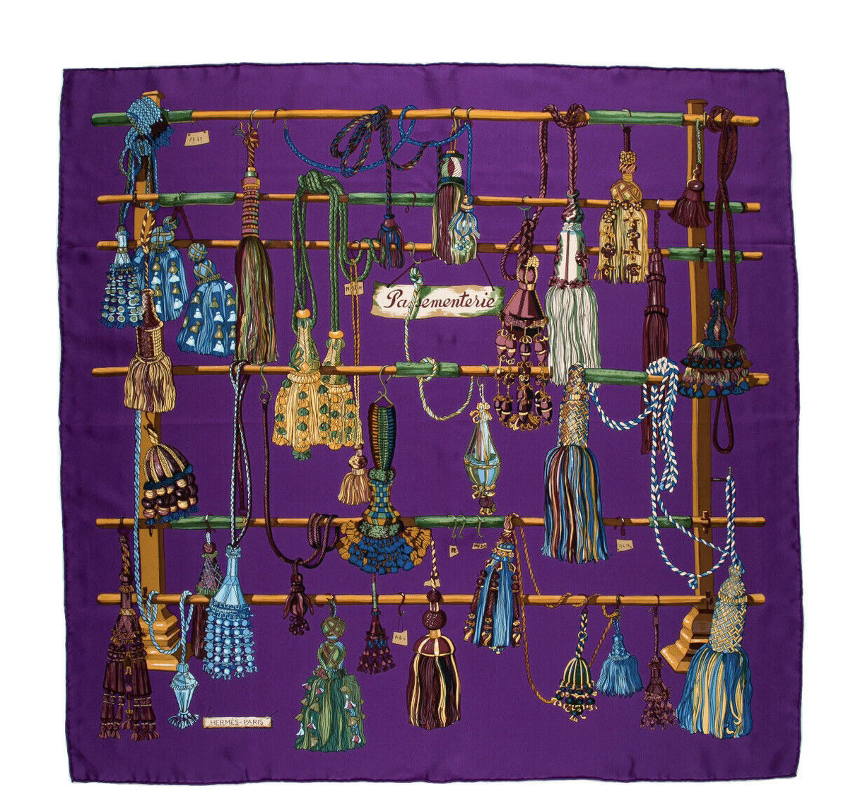 Hermès Hermes Paris Purple Passementerie Cashmere Silk Shawl -140cm Scarf/Wrap ladies