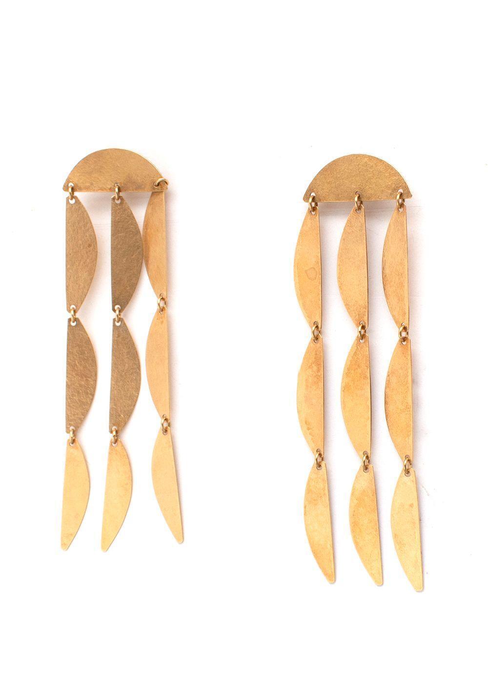 MOST WANTED Large Annie Costello Brown 18k Gold vermeil Rain drop earrings ladies