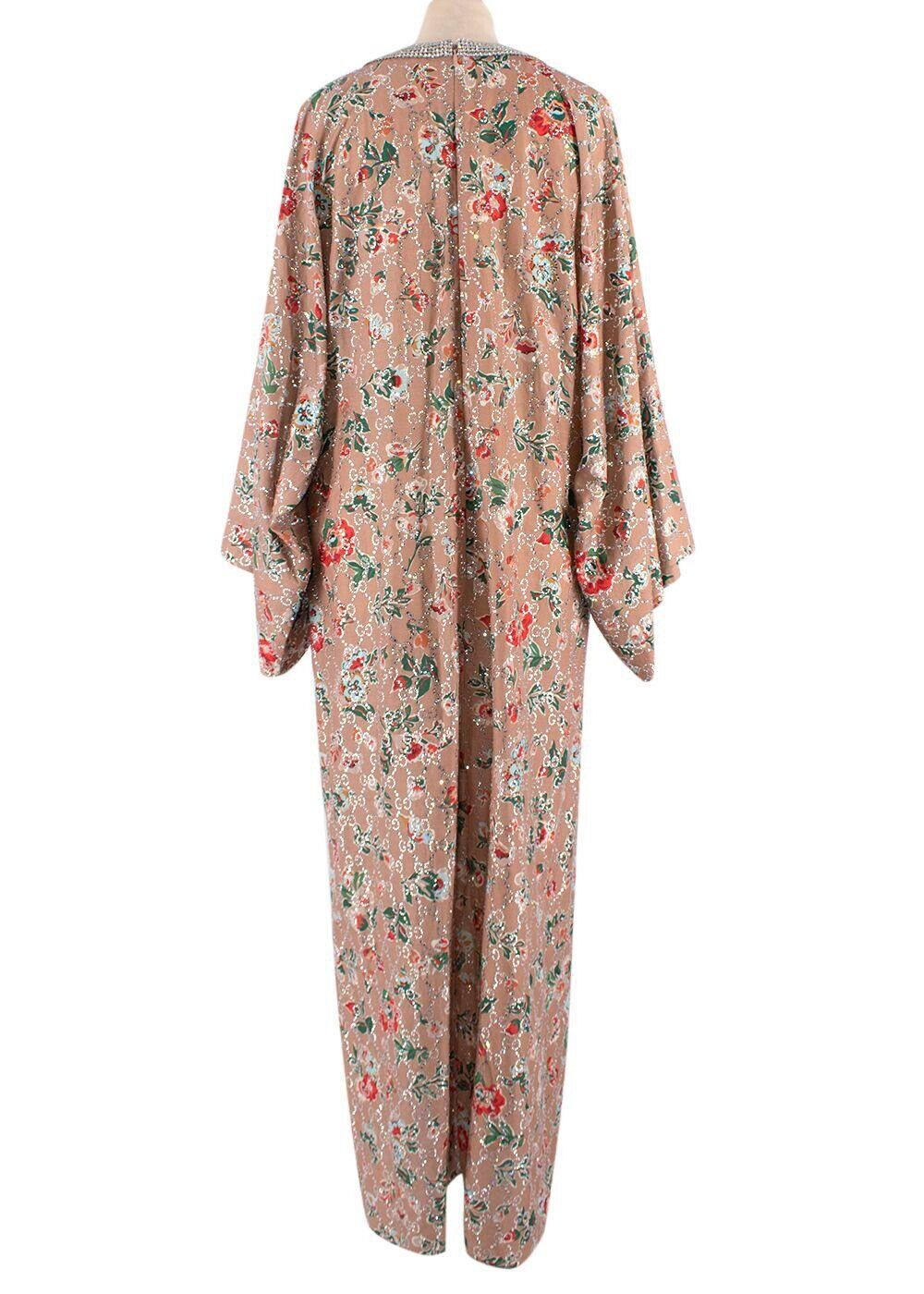 Gucci 2023 Pink Crystal GG Nojum Kaftan Dress Gown Size I 40 UK 8 US 4 S small ladies