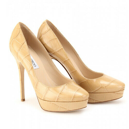 JIMMY CHOO Pumps Cosmic 120Mm Nude Mock Croc Platform Shoes ladies