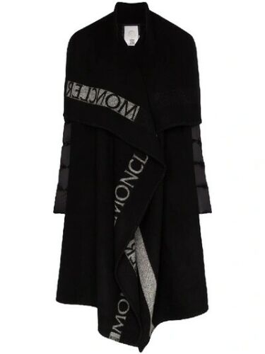 MONCLER Mantella Down Puffer Sleeve & Wool Cape Coat In Black Size L large ladies