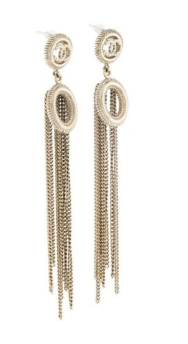 CHANEL SOLD OUT Limited Edition CC Drop Tassel Fringe Earrings ladies